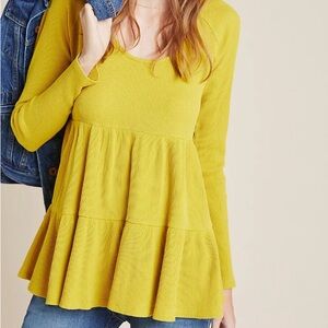 Maeve Samina Thermal Babydoll Top by Anthropologie size Small 100% cotton tunic